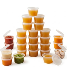 50 Adet Sızdırmaz Mini Saklama Kabı 120 ml – Buzluk Kabı, Et Suyu, Kemik Suyu, Sos ve Püre Saklama Kabı, Kapaklı Küçük Gıda Saklama Kabı, Derin Dondurucu Uyumlu Porsiyonluk Kap Seti