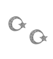 Pırlantalı Ay Yıldız Küpe