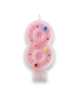 Sekiz Rakamlı Pembe Mum Doğum Günü Pasta Mumu ( 7X3) cm - Sayılı Mum - Pasta Süsü