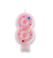 Sekiz Rakamlı Pembe Mum Doğum Günü Pasta Mumu ( 7X3) cm - Sayılı Mum - Pasta Süsü
