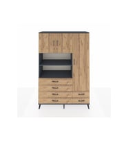 Hyperion Gardrop 9 Raflı 6 Çekmeceli 3 Kapaklı 132x44x195 Antrasit-Çam