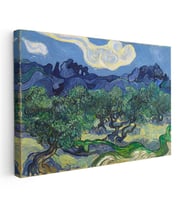 Yatay Kanvas Tablo Van Gogh Zeytin Ağaçları Mavi Dağlar Bulutlu Ressam Tablosu Ev Ofis Duvar Dekoru
