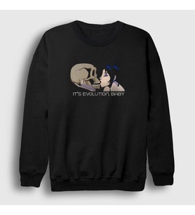 Presmono Unisex Siyah It's Evolution Baby Pearl Jam Sweatshirt 350063tt