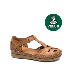 Venüs Omelo Hakiki Deri Comfort Ortopedik Kadın Sandalet (Taba)
