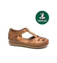 Venüs Omelo Hakiki Deri Comfort Ortopedik Kadın Sandalet (Taba)