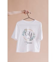 Baş Harfli İsimli Çiçekli Tişört Kişiye Özel ( Unisex - Büyük - Çocuk )