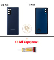 Samsung S20 Fe Lacivert Arka Pil Kapağı Batarya Kapağı Lazer Kesim + B-7000 Yapıştırıcı