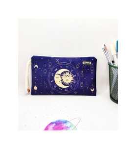 Tarot Desenli Kalem Kutusu Yıkanabilir Bez Kalemlik (Siyah)