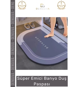 #DuşPaspası Nappa Deri Kaymaz Kauçuk Taban Hızlı Kuruyan Gri Mavi Süper Emici Banyo Duş Paspası