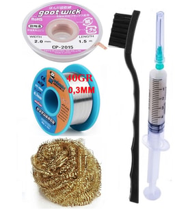 Mechanic Lehim Tel 40G 0,3mm Flux Lehim Toplama CP-2015 Emme Teli 2,0mm Havya Ucu Temizleme Teli Set02