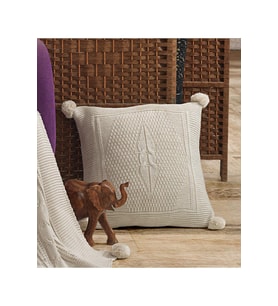 Triko Örgü Kırlent Kılıfı Yastık Kılıfı 45 X 45 Cm (Taş)