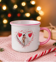 BK Gift Kişiye Özel Fotoğraflı Pembe Emaye Kupa Bardak -1, Arkadaşa Hediye, Sevgiliye Hediye