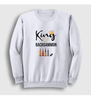 Presmono Unisex Beyaz King Of Backgammon Oyun Tavla Sweatshirt 418358tt (Beyaz)