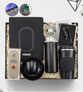Kişiye Özel Wireless Powerbank Akıllı Organizer & Matarası & 500ml Siyah Çelik Termos & Siyah Mat Fincan & 32 GB USB Siyah Touch Kalem & Rebul Kolonya Hediye Seti