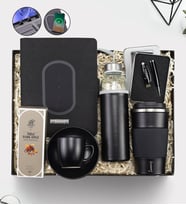Kişiye Özel Wireless Powerbank Akıllı Organizer & Matarası & 500ml Siyah Çelik Termos & Siyah Mat Fincan & 32 GB USB Siyah Touch Kalem & Rebul Kolonya Hediye Seti