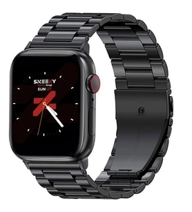 Apple Watch 42mm 44mm 45mm Watch Seri 3 4 5 6 7 Se Uyumlu Ironweft Döküm Çelik Metal Kordon (Siyah)