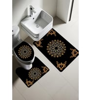 Modern Desenli Dijital Baskı 3’lü Banyo Paspas Takımı Yıkanabilir Kaymaz Tabanlı Klozet Takımı KLZ0032 (Çok Renkli)