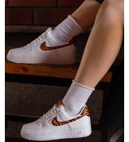 Nike Air Force 1 07 AF1 Leather White Unisex Snaker Hakiki Deri Spor Ayakkabı Beyaz Leopar Swoosh