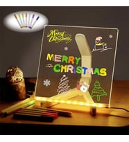 OLLEVRA LED Işıklı Kendiliğinden Renkli Fosforlu Kalemli Kare Yazı Panosu 20x20 cm