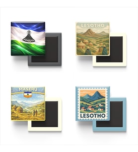 Buzdolap Magnetleri - Lesotho Maseru - 4'lü Set Magneti