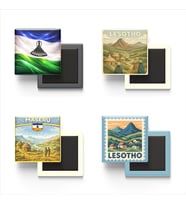 Buzdolap Magnetleri - Lesotho Maseru - 4'lü Set Magneti