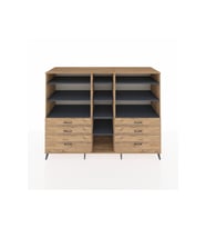 Kronos Dolap 10 Raflı 6 Çekmeceli  220x59x163 Çam-Antrasit/Çam