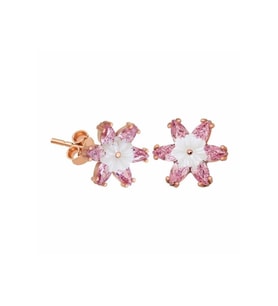 Gümüş Pembe Lotus Çiçeği Küpe CSR2183364