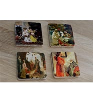 Oryantal Harem Halı Satıcısı ev Tüccarlar Doğal Taş Bardak Altlığı 4'lü set - Natural Stone Coasters
