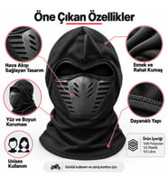 Biçomi AirFlow Pro™ Nefes Alan Termal Balaklava – Buğu Önleyici Tam Baş & Boyun Koruyucu Kar/Motorcu