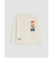 LCW Kids Bej Teddy Baskılı Erkek Çocuk Tişört