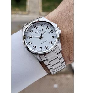 Casio CSISTE198 Kadranı Beyaz Rakamlı Kordonu Metalik Renk 2 Yıl Garantili Erkek Kol Saati