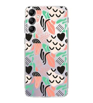 PrintiFy Galaxy S24 FE ile Uyumlu Kamera Korumalı Kapak Memphis Desen Tasarımlı Şeffaf Kılıf
