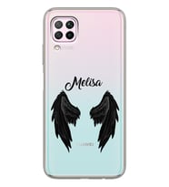 Huawei Siyah Melek Kanadı Tasarımlı Şeffaf Telefon Kılıfı