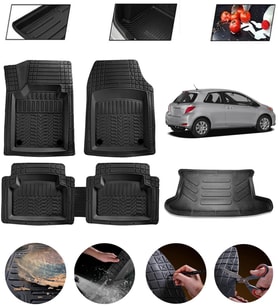 Toyota Yaris 2005-2013  Uyumlu Paspas Araca Özel Bagaj Havuzu MBS Siyah