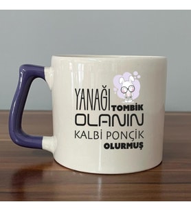 Yanağı Tombik Olanın Baskılı Mor Kulplu D Kupa