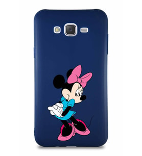 Samsung Galaxy J7 Soft Premier Kapak Minnie Mouse-F Tasarımlı Silikon Kılıf - Lacivert (Şeffaf)