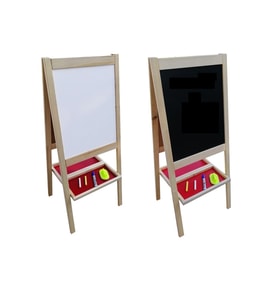 Çift Taraflı Ahşap Çocuk Yazı Tahtası 110x45 cm Kalem, Silgi, Tebeşir Hediyeli