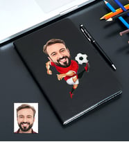 Kişiye Özel Futbolcu Tasarımlı Karikatürlü Siyah Defter Kalem Seti 93