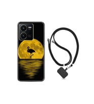 Vivo Y35 Kılıf Ipli Boyun Askılı Desenli Silikon Ay Ve Flamingo 1775