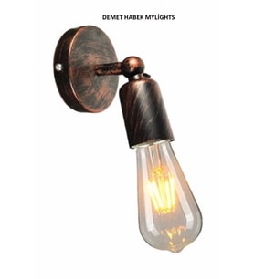demet habek  mylights  Retro Mafsalı Bakır Aplik Hareketli Duvar Aplik (Siyah)