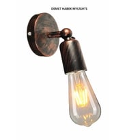 demet habek  mylights  Retro Mafsalı Bakır Aplik Hareketli Duvar Aplik (Siyah)