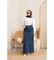 2058-Denim Etek Koyu Mavi
