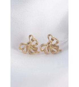 Pirinç Gold Renk Fiyonk Küpe 5886