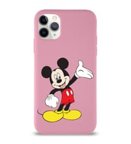 Apple iPhone 11 Pro Max  Lansman Kılıf Mickey Mouse Tasarımlı Altı Kapalı İçi Kadife Kaplı  Kapak (Şeffaf)