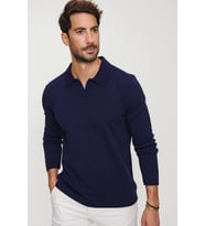 Chuba Erkek Lacivert Reddington Polo Yaka Uzun Kollu İnce Triko Kazak 22W403