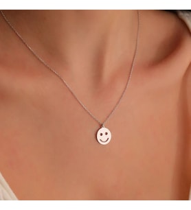 Kişiye Özel Emoji Yüz Kolye 925K Gümüş