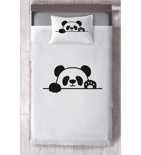 MEKTA HOME BEBEK VE ÇOCUK ODASI El Sallayan Sevimli Panda Desenli Yatak Örtüsü