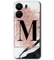 Xiaomi Redmi 13C Kılıf HD Desen Baskılı Kılıf - Pembe Mermer Desenli M Harfi