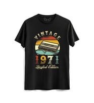 Vintage Kaset Limited Edition Kişiye Özel Yıl Baskılı Siyah Tişört
