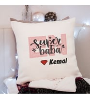 Süper Baba Tasarımlı Yastık Kişiye Özel